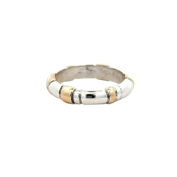 Designer Sterling Silver Jewelry - Designer Hallmarked Sterling Silver & 14K Yellow Gold 6.75 Band Ring! 126